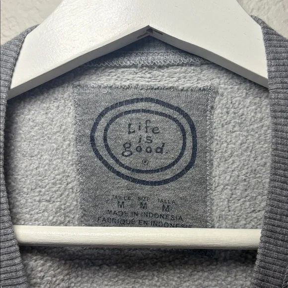 Life is Good Vintage Wordmark Stacked Fleece Crew Sweatshirt Embroidered medium - Picture 2 of 5